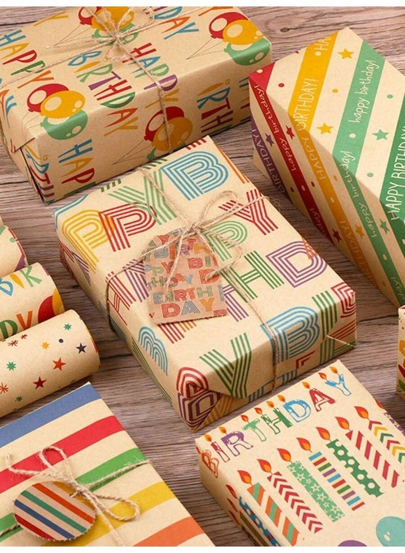 Kandid 6pcs Birthday Colorful Wrapping Paper – Solid Color Elegant Gift Wrap for Birthdays, Weddings & Christmas (Colorful) - Image 2