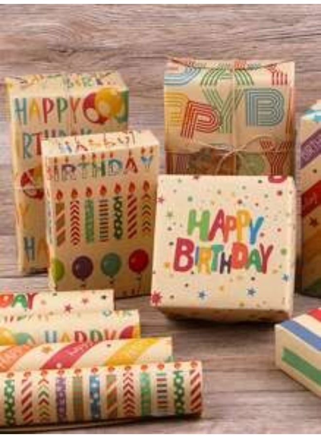 Kandid 6pcs Birthday Colorful Wrapping Paper – Solid Color Elegant Gift Wrap for Birthdays, Weddings & Christmas (Colorful) - Image 1