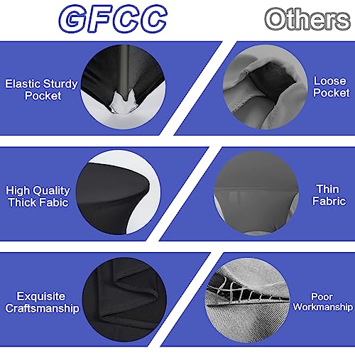 GFCC 3 Foot (36") Black Spandex Fitted Stretchable Round Stretch Tablecloth Table Covers - Image 2
