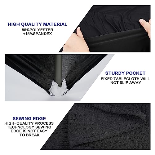 GFCC 3 Foot (36") Black Spandex Fitted Stretchable Round Stretch Tablecloth Table Covers - Image 3