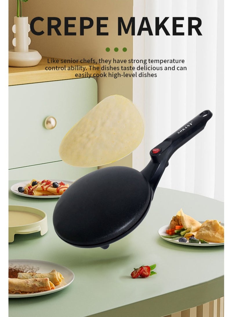 sokany Crepe Maker, Non Stick, 20cm Electric Pancake Maker with Batter Spreader SK-5208 Black - Image 5