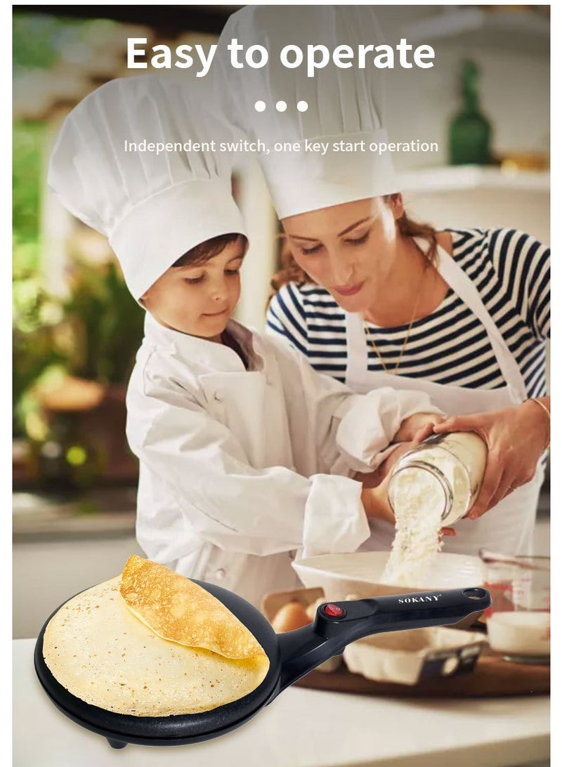 sokany Crepe Maker, Non Stick, 20cm Electric Pancake Maker with Batter Spreader SK-5208 Black - Image 4