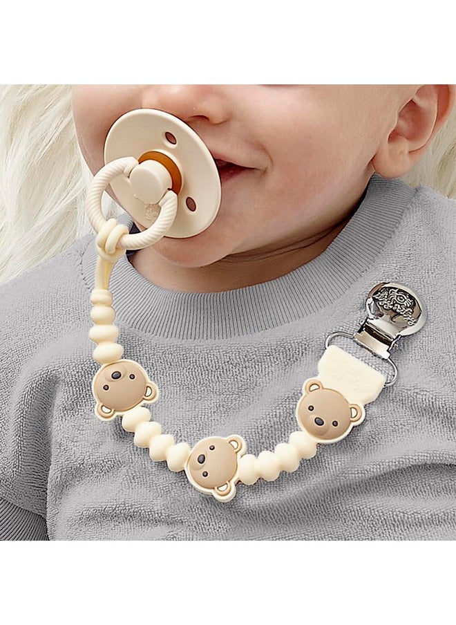 Itzy Ritzy Itzy Ritzy Silicone Pacifier Clip; 100% Food Grade Silicone Pacifier Strap with Clip Keeps Pacifiers, Teethers & Small Toys in Place; Features One-Piece Design, Bear Character & Silicone Cord (Bear)  - Image 1