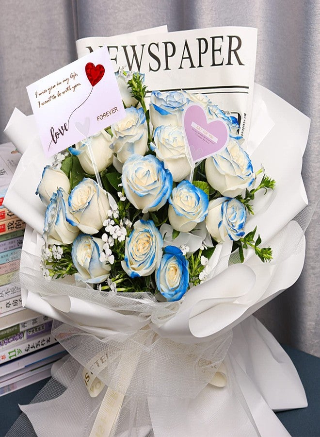 CCINEE 100pcs Plastic Floral Pick Card Holders Clear Heart Shaped Flower Place Card Holders Clips for Wedding Bouquet Birthday Party Supply, 9 Inches - Image 5