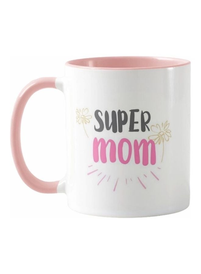 Phone Planet Super Mom Design Printed Mug White/Pink - Image 1