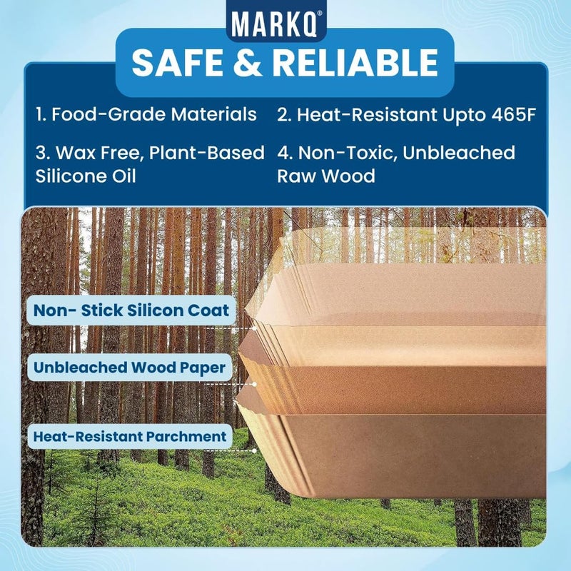 MARKQ 100 Pieces Air Fryer Disposable Paper Liners – Oil Resistant Non Stick Parchment Liners for Frying, Baking, Roasting in Air Fryer, Oven, Microwave, Steamer, 20cm/7.9 inch, Brown - Image 3