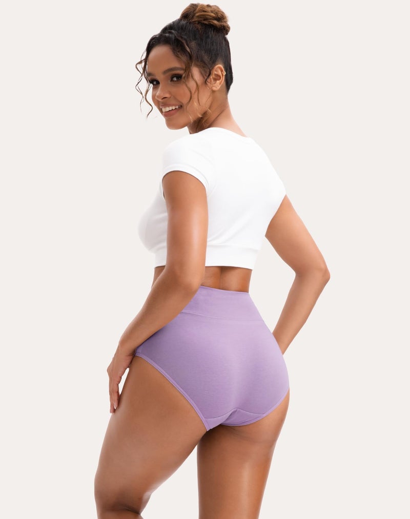 INNERSY Women's High Waisted Underwear Cotton Panties Regular & Plus Size 5-Pack(M,Style 1) - Image 3