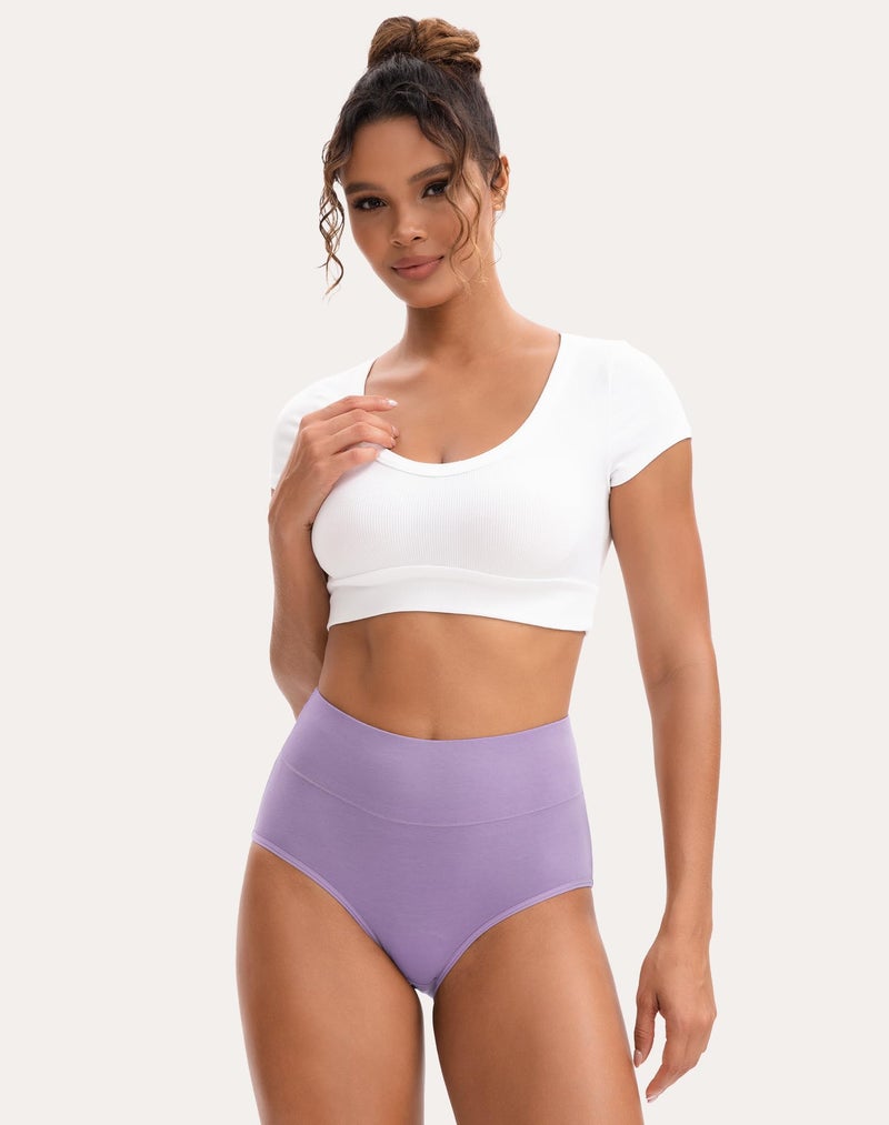 INNERSY Women's High Waisted Underwear Cotton Panties Regular & Plus Size 5-Pack(M,Style 1) - Image 2