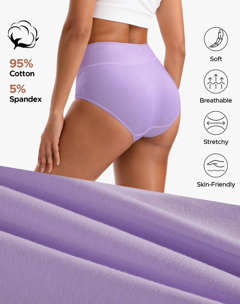 INNERSY Women's High Waisted Underwear Cotton Panties Regular & Plus Size 5-Pack(M,Style 1) - Image 5