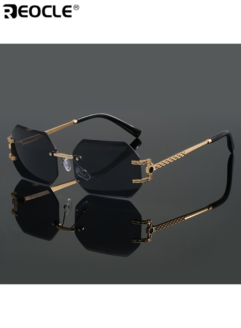 REOCLE Women's Classic Retro Rectangular Sunglasses Metal Hinge Ordinary Decorative Eyeglasses Anti Bright Light Durable Eyewear Perfect for All Occasions - Image 4