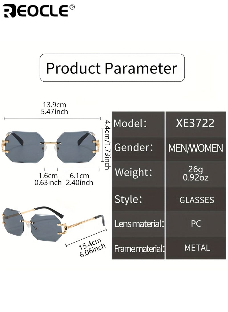 REOCLE Women's Classic Retro Rectangular Sunglasses Metal Hinge Ordinary Decorative Eyeglasses Anti Bright Light Durable Eyewear Perfect for All Occasions - Image 5