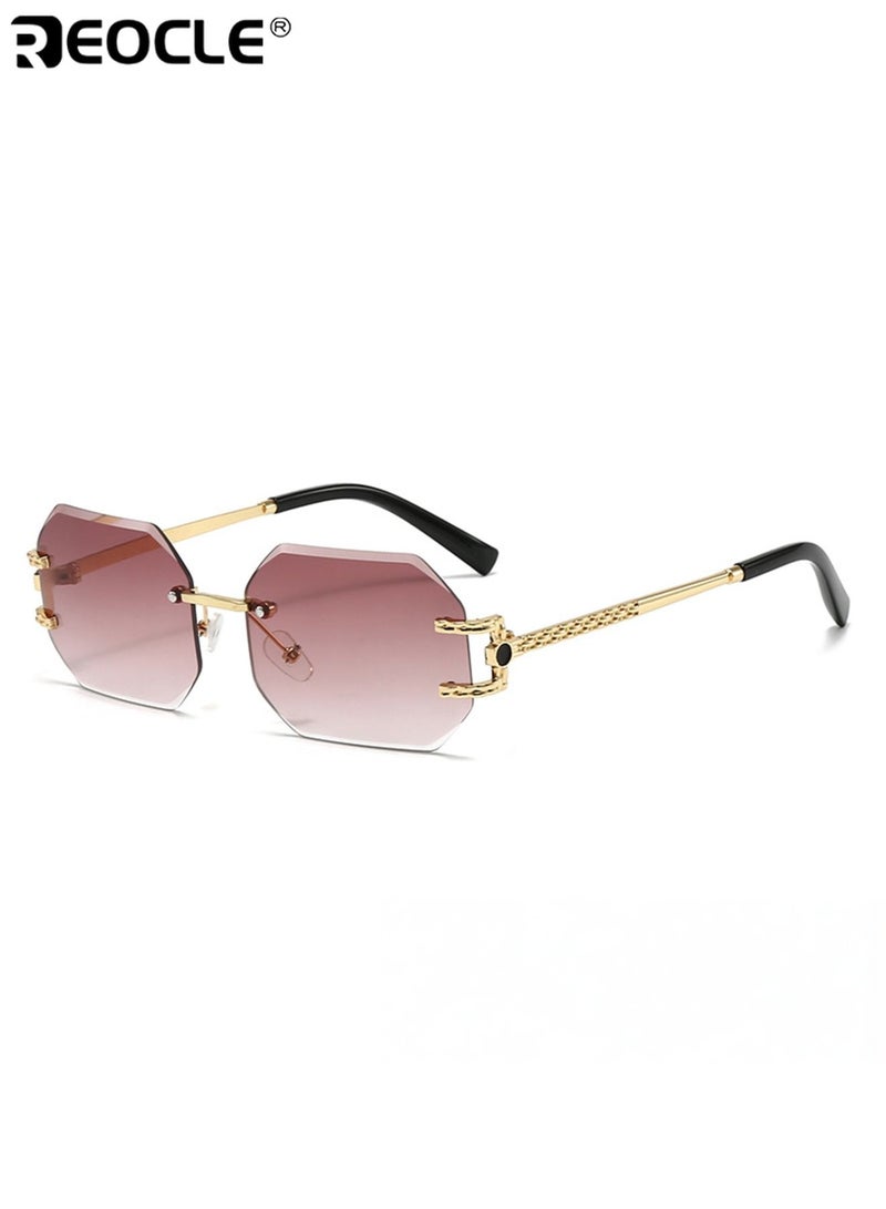 REOCLE Women's Classic Retro Rectangular Sunglasses Metal Hinge Ordinary Decorative Eyeglasses Anti Bright Light Durable Eyewear Perfect for All Occasions - Image 2