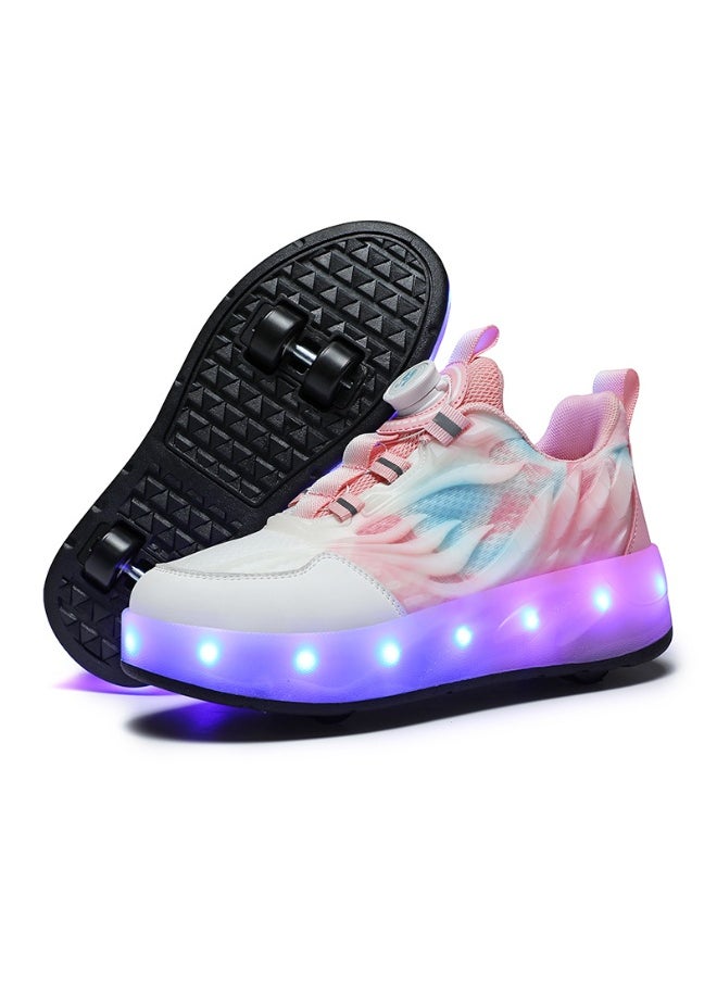NIBEMINENT Kids Roller Skates Shoes 4 Wheels Roller Shoes Boys Girls Wheel Shoes Roller Sneakers Shoes for Beginner More Balanced  - Image 1