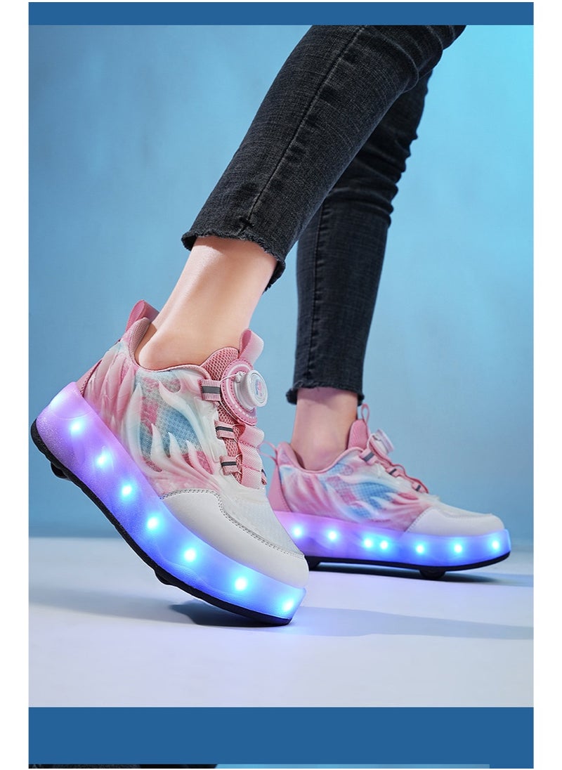 NIBEMINENT Kids Roller Skates Shoes 4 Wheels Roller Shoes Boys Girls Wheel Shoes Roller Sneakers Shoes for Beginner More Balanced  - Image 3