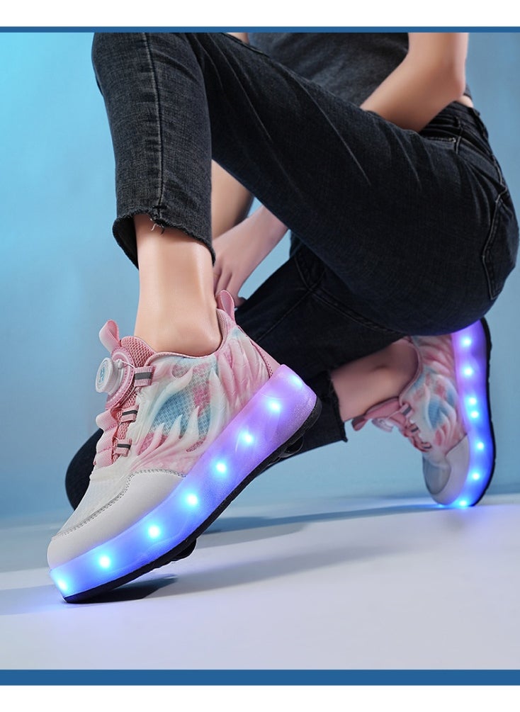 NIBEMINENT Kids Roller Skates Shoes 4 Wheels Roller Shoes Boys Girls Wheel Shoes Roller Sneakers Shoes for Beginner More Balanced  - Image 2