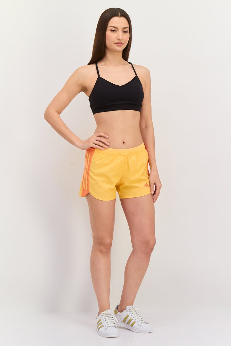 Adidas Women Sportswear Fit 4 Inseam Brand Logo Outdoor Shorts, Orange - Image 2