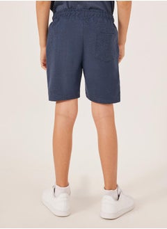 Styli Solid Drawstring Waist Shorts with Badge Detail  - Image 4