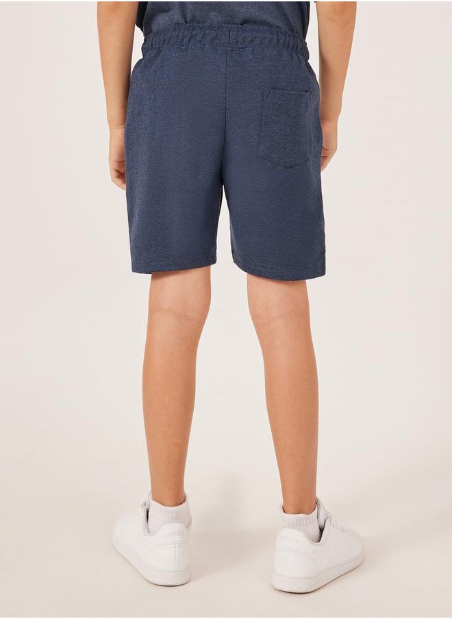 Styli Solid Drawstring Waist Shorts with Badge Detail  - Image 4