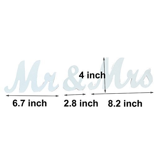 Amajoy Small Vintage Mr & Mrs White Wooden Letters Wedding Stand Sign Stand Figures Decor Wedding Present Home Decoration - Image 2