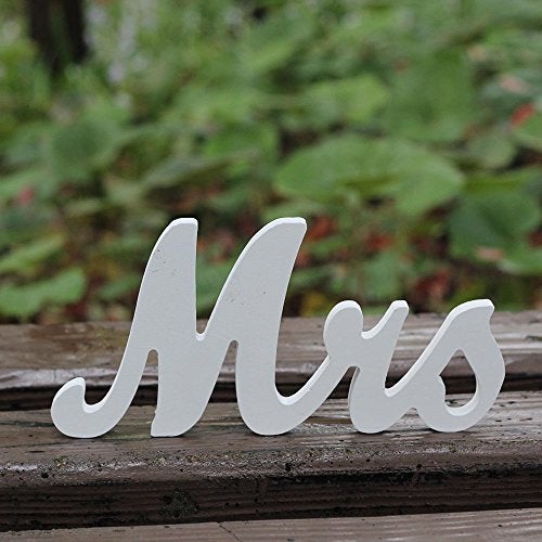 Amajoy Small Vintage Mr & Mrs White Wooden Letters Wedding Stand Sign Stand Figures Decor Wedding Present Home Decoration - Image 5