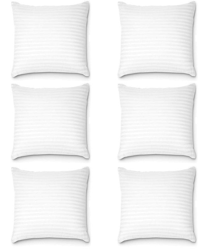 SQUARE PILLOW 14X14 INCHES SET OF 6 REGINA MICROFIBER HOTEL QUALITY PREMIUM FIBRE SOFT CUSHION FILLER WHITE