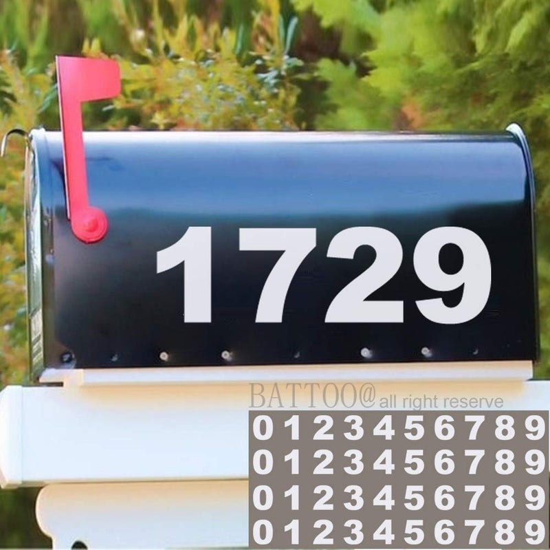 BATTOO Mailbox Numbers Sticker Decal Die Cut Bold Gothic Style Vinyl Number 2" Self Adhesive 4 Sets White for Mailbox, Signs, Window, Door, Cars, Trucks, Home, Business, Address Number, Indoor or Outdoor - Image 2