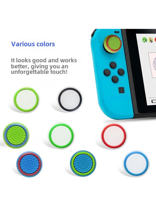 Generic - PS4 Rocker Cap PS3/PS5 Game Machine Mushroom Head Protection Key Cap Two-color Handle Silicone Cap Luminous-Product Color:PS-08 Red Background Green Circle - Image 1