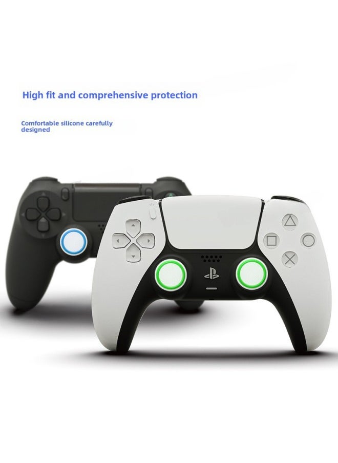 Generic - PS4 Rocker Cap PS3/PS5 Game Machine Mushroom Head Protection Key Cap Two-color Handle Silicone Cap Luminous-Product Color:PS-08 Red Background Green Circle - Image 1