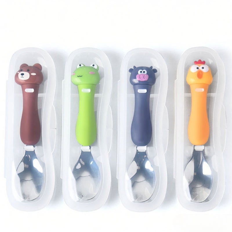 Children Stainless Steel Spoons Students Cute Portable Tableware Lovely Cartoon Animal Spoons - Image 2