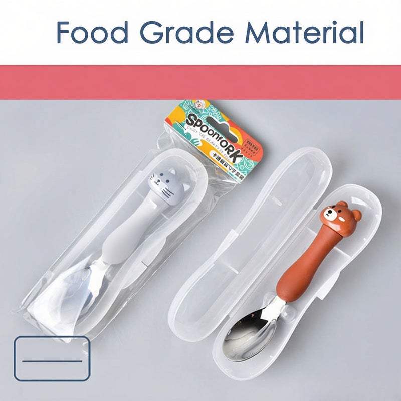 Children Stainless Steel Spoons Students Cute Portable Tableware Lovely Cartoon Animal Spoons - Image 5