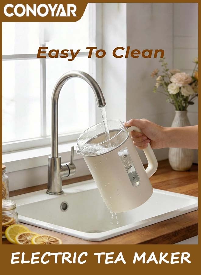 كونور صانع الشاي الكهربائي ، غلاية الشاي الزجاجية 1.2L مع مصفاة الشاي 45-100 ℃ التحكم في درجة الحرارة ، صانع تشاي للماء / الشاي / القهوة / مسحوق الحليب / شاي الفواكه وأكثر من ذلك ، شاشة رقمية ، 24 ساعة الحفاظ على الدفء - Image 3