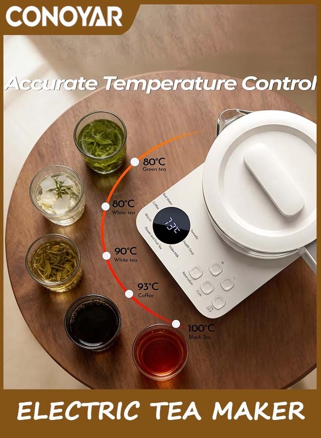 كونور صانع الشاي الكهربائي ، غلاية الشاي الزجاجية 1.2L مع مصفاة الشاي 45-100 ℃ التحكم في درجة الحرارة ، صانع تشاي للماء / الشاي / القهوة / مسحوق الحليب / شاي الفواكه وأكثر من ذلك ، شاشة رقمية ، 24 ساعة الحفاظ على الدفء - Image 2