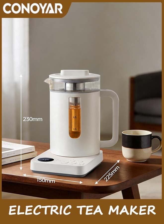 كونور صانع الشاي الكهربائي ، غلاية الشاي الزجاجية 1.2L مع مصفاة الشاي 45-100 ℃ التحكم في درجة الحرارة ، صانع تشاي للماء / الشاي / القهوة / مسحوق الحليب / شاي الفواكه وأكثر من ذلك ، شاشة رقمية ، 24 ساعة الحفاظ على الدفء - Image 4
