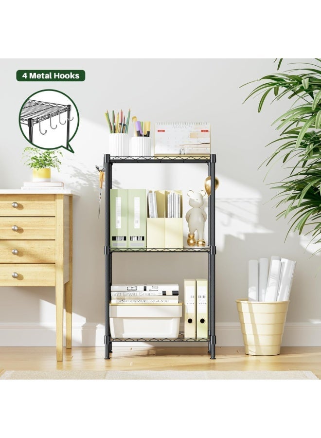 BLOOMING TIME 3 Tier Narrow Metal Wire Shelving Rack - Adjustable Steel Storage Shelves, Organizer for Kitchen, Pantry, Laundry, Office - Image 3