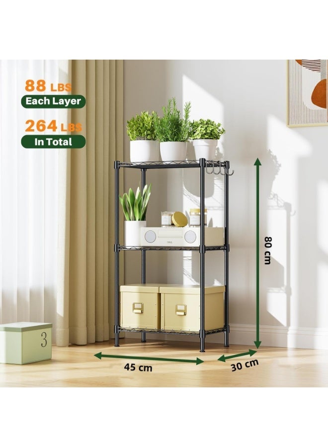BLOOMING TIME 3 Tier Narrow Metal Wire Shelving Rack - Adjustable Steel Storage Shelves, Organizer for Kitchen, Pantry, Laundry, Office - Image 5