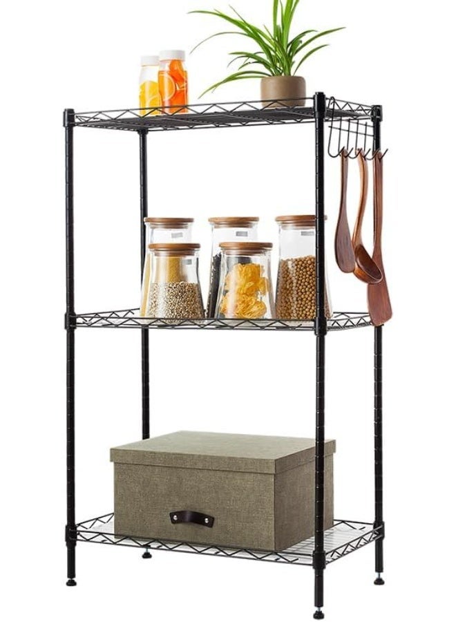BLOOMING TIME 3 Tier Narrow Metal Wire Shelving Rack - Adjustable Steel Storage Shelves, Organizer for Kitchen, Pantry, Laundry, Office - Image 1