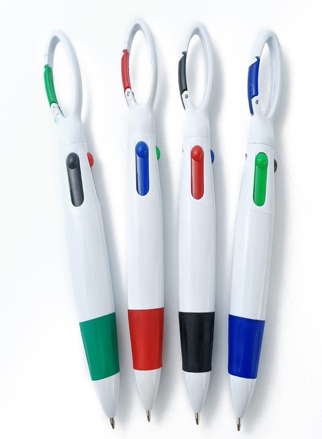 NSBELL 24PCS Plastic Carabiner Shuttle Pens 4-in-1 Retractable Ballpoint Pens Multicolor Pens with Buckle Keychain on Top for Office School Supplies Students Children Gift - Image 4