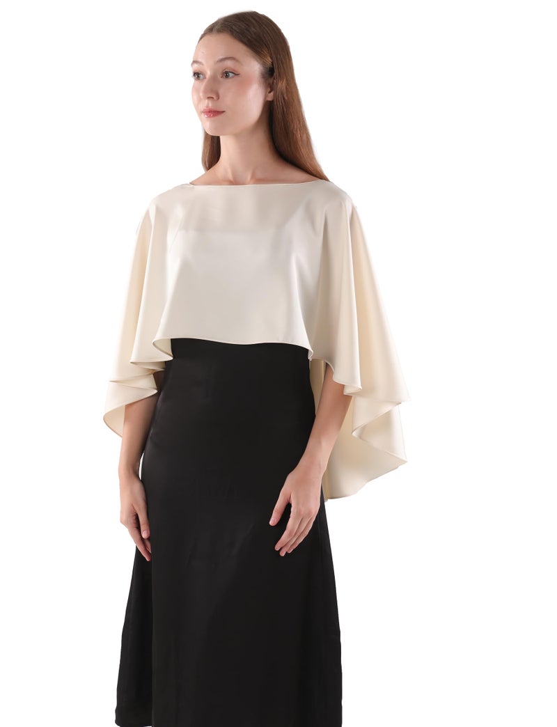 Hotshawl Shawls and Wraps for Evening Dress Stain Capelets for women Elegant shawl Wraps Wedding Cape Cover Up (Champagne) - Image 1