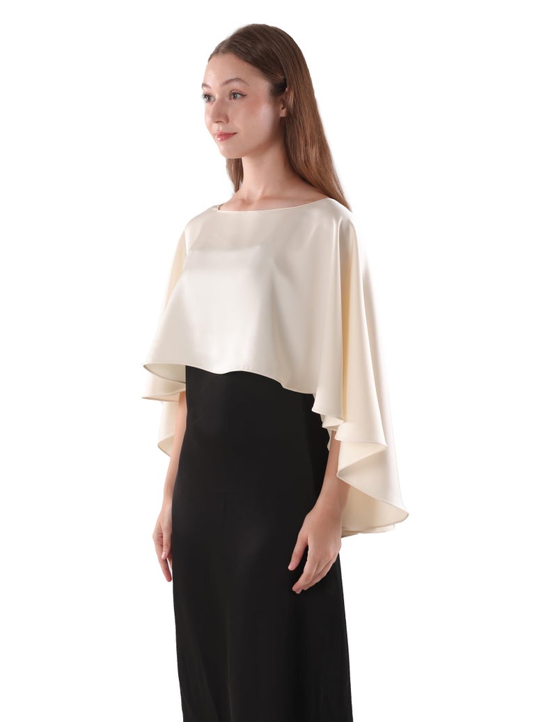 Hotshawl Shawls and Wraps for Evening Dress Stain Capelets for women Elegant shawl Wraps Wedding Cape Cover Up (Champagne) - Image 3