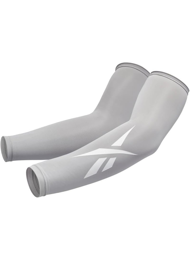 ريبوك أكمام ضغط للذراع من ريبوك للتدريب ودعم العضلات – رمادي، مقاس L/XL - Image 2