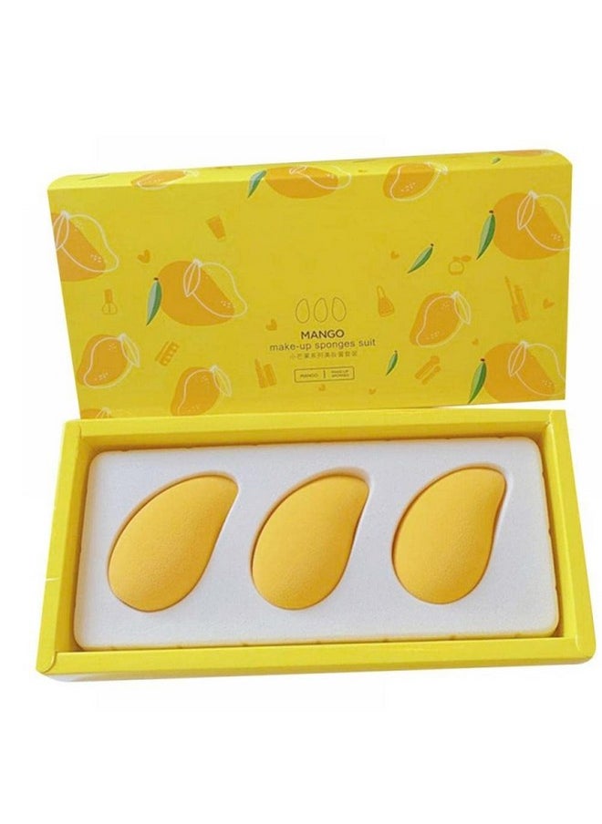 COSLUXE - Makeup Sponge Set,3 Pcs Pack Mango Shape Beauty Blender, Sponges & Blenders For Foundation Blending,Liquid,Cream,Powder (Yellow) - Image 1