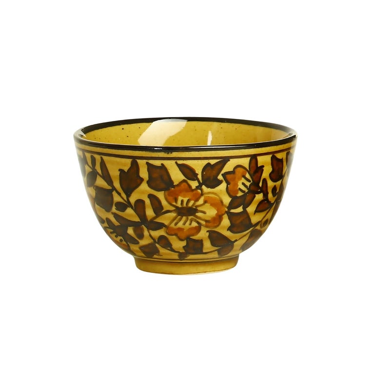 Caffeine caffeine Ceramic Handmade Mustard Leaf Dessert Bowl Set of 12 - Image 3