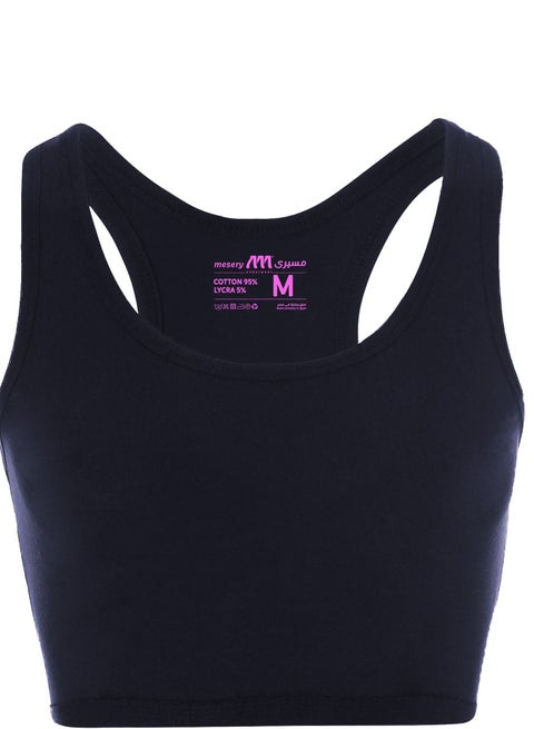 Mesery Full Coverage Non-wired Cross Back Sportive Bra For Women - Navy