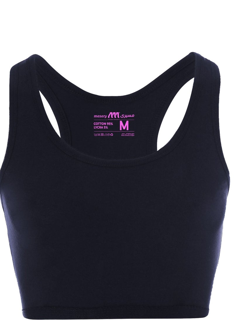 Mesery Mesery Full Coverage Non-wired Cross Back Sportive Bra For Women - Navy - Image 1
