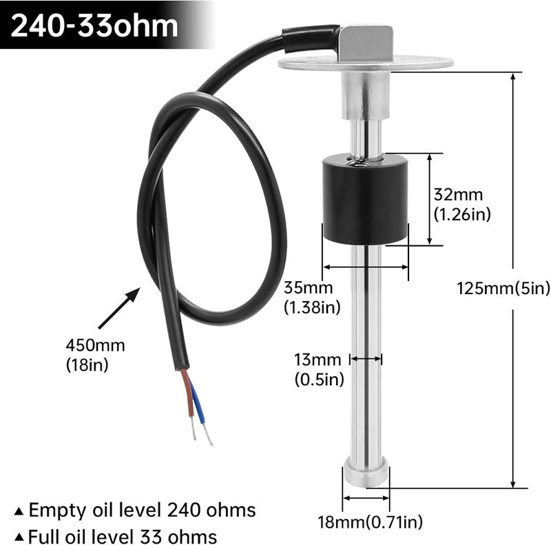 ARTILAURA Marine Fuel Sending Unit and Gauge, 240-33 Ohms Stainless Steel Sensor for Boat, Car, Truck - Image 2