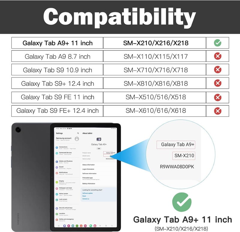 TGK Rotating Cover for Samsung Galaxy Tab A9 Plus 11 inch 360 Degree Leather Flip Case (Dark Blue) - Image 2