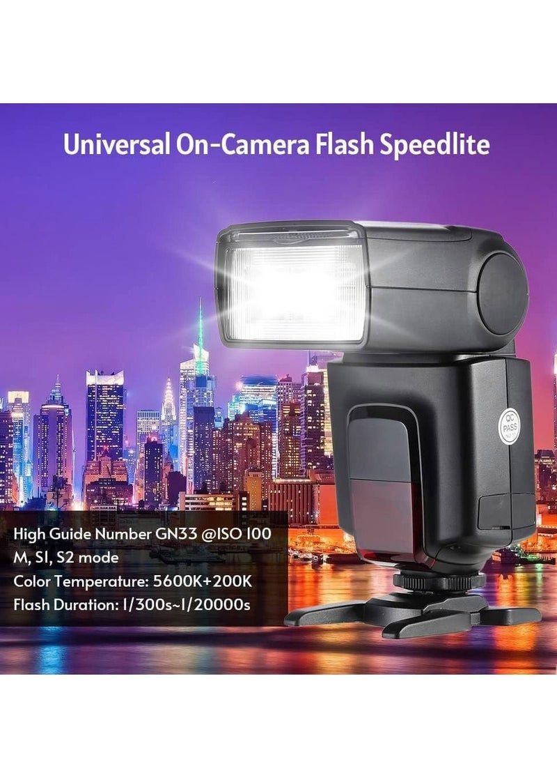 TT520Ⅱ Universal Speedlite Flash with AT-16 2.4G Wireless Trigger - Compatible with Canon, Nikon, Pentax, Guide Number 33, S1/S2 Modes