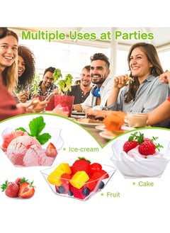 Y&D 100Pcs Mini Dessert Cups, 150ml Plastic Streamline Bowl Clear Parfait Appetizer Cup Reusable Serving for Pudding Mousse Party  - Image 5