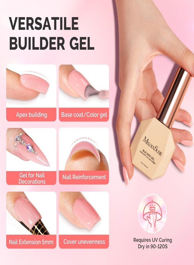 MelodySusie 6PCS 15ML Nude Pink Base Colors Clear Builder Gel Set for Nails Thickening,Soak Off UV Extension Gel,Rhinestone Nail Glue in a Bottle for Nail Art Design Gift for Women - Image 5