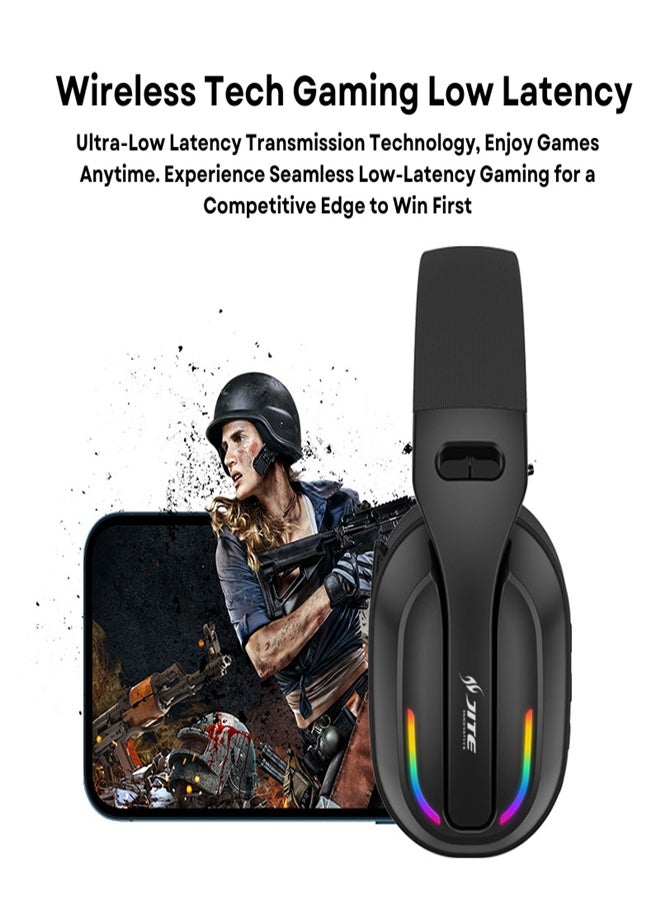 Jite Wireless Headset, Gaming, Computer, Mobile Phone, RGB Luminous Headset, Bluetooth 5.4, Black  - Image 3